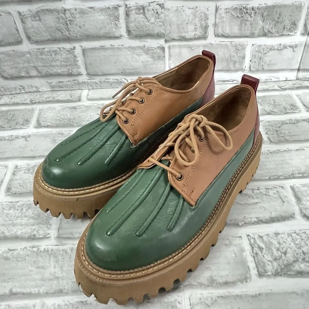 Seychelles for Free People Aspen Women's Size 9 Leather Color Block Lug Loafers